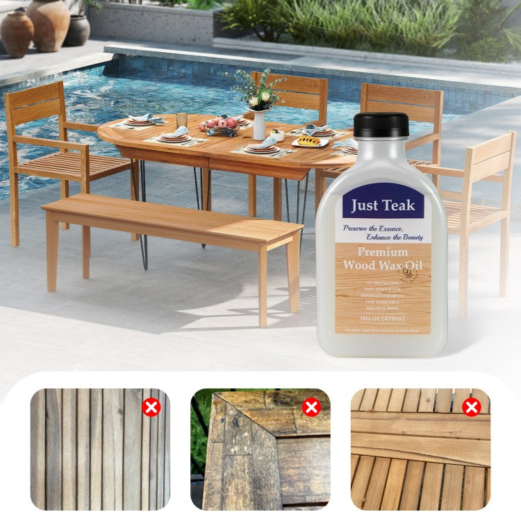 16 oz Wood Oil Cleaner & Brightener Kit, Set of 2, Teak Wood Restorer & Protective Sealer for Indoor and Outdoor Furniture