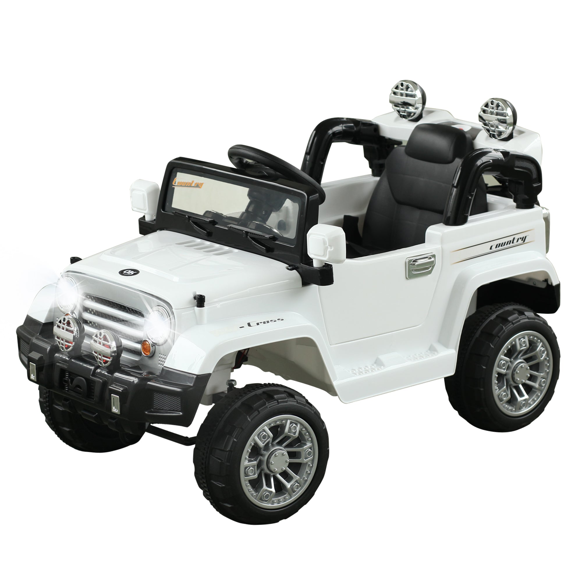 Aosom 12V Kids Ride-On Truck: Remote Control, 2 Speeds, Lights, MP3, LCD Power Indicator, White 
