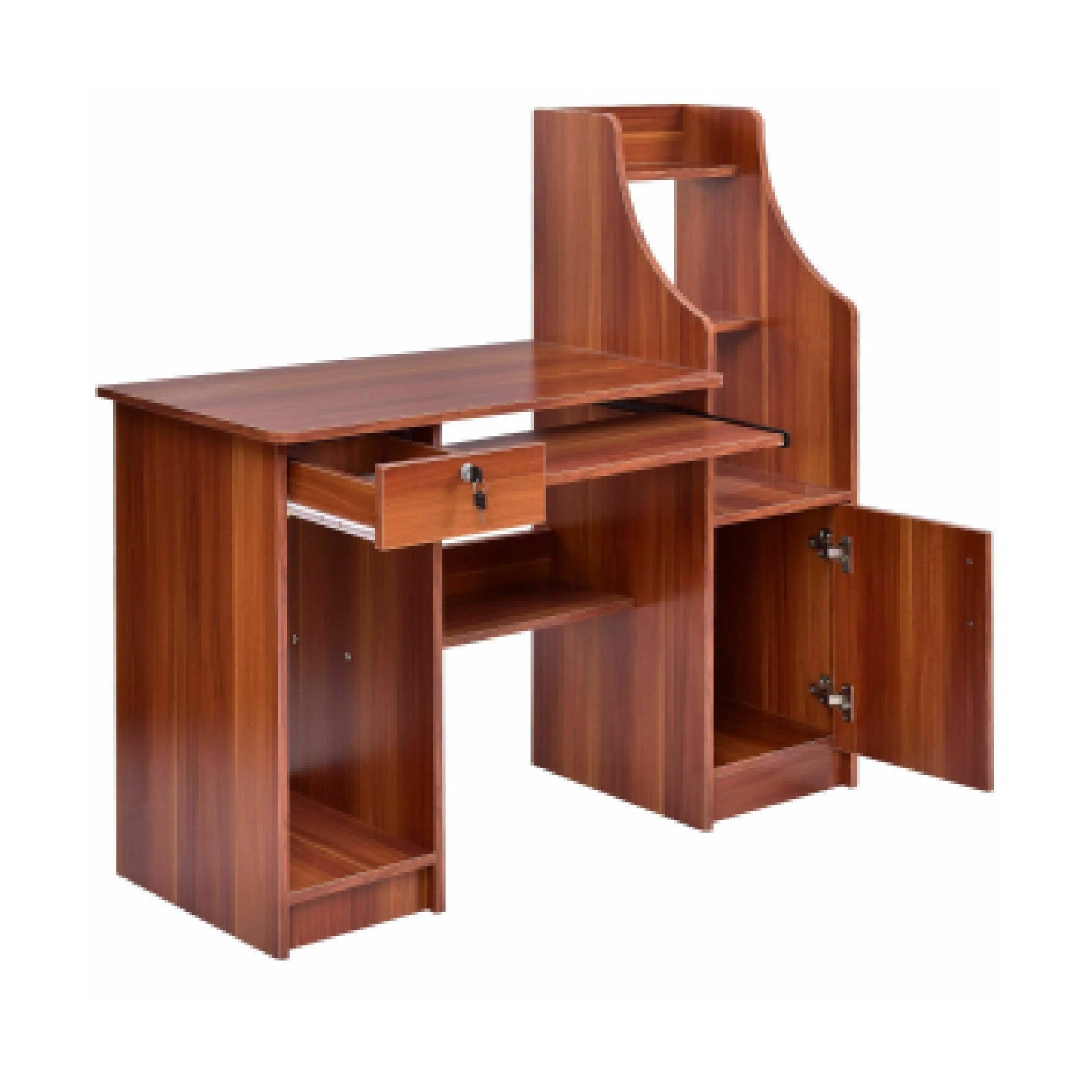 Wooden Computer Desk with Storage Cabinet and Drawer