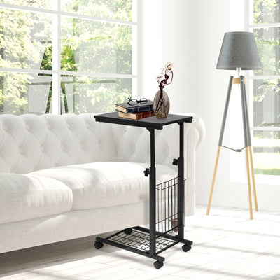 Rolling Height Adjustable Sofa End Side TableÂ 