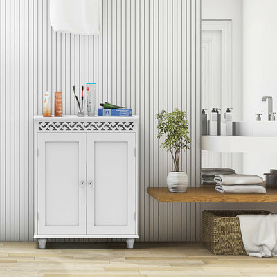 White Wooden 2-Door Storage Cabinet CupboardÂ 