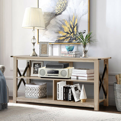 Modern Farmhouse TV Stand Entertainment Center for TV's up to 55-Inch with Open ShelvesÂ 
