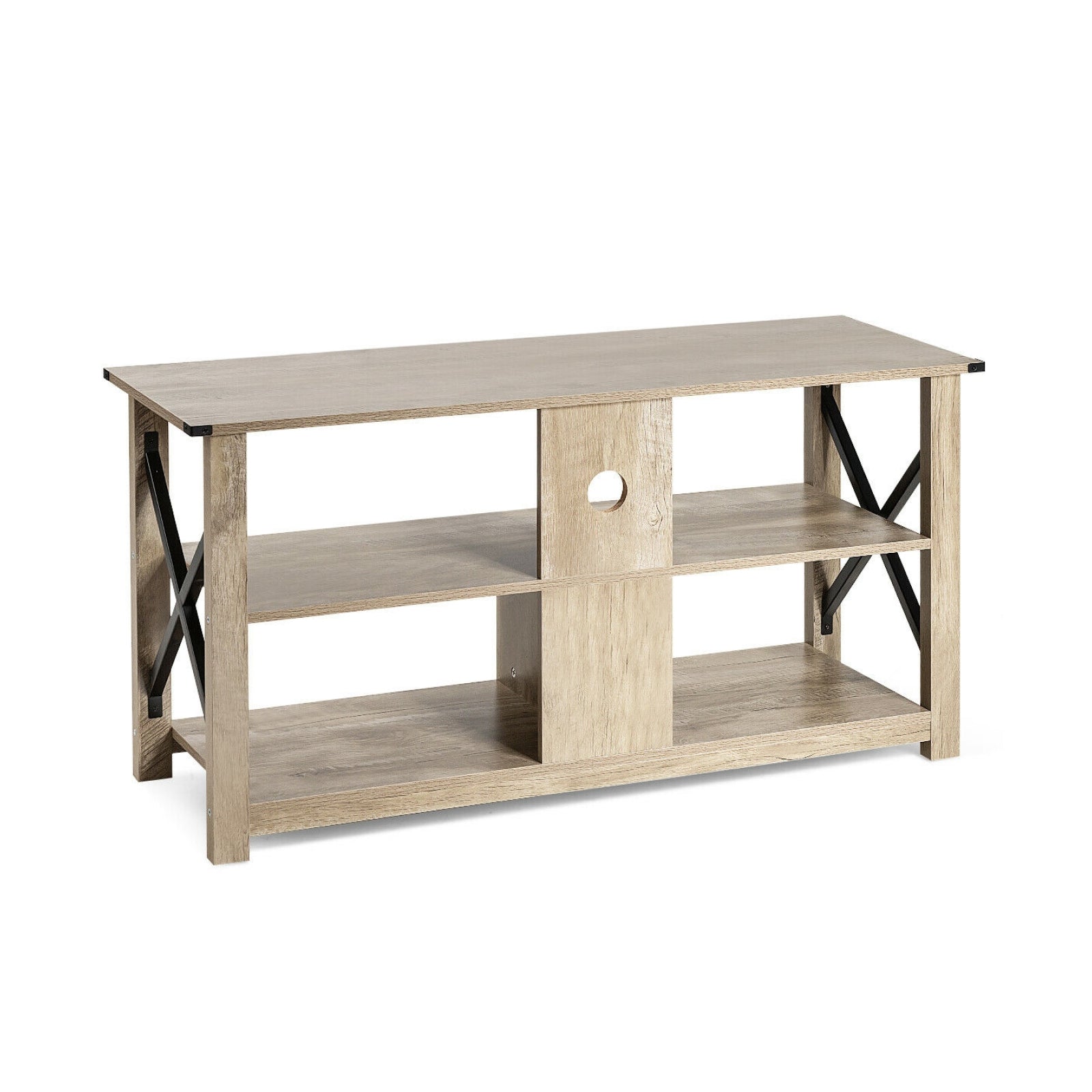 Modern Farmhouse TV Stand Entertainment Center for TV's up to 55-Inch with Open Shelves