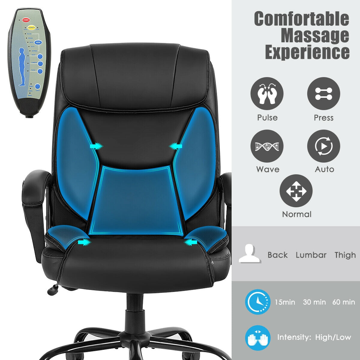 Big & Tall 500lb Massage Office Chair-Black