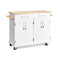 Wood Top Rolling Kitchen Trolley Island Cart Storage Cabinet-White