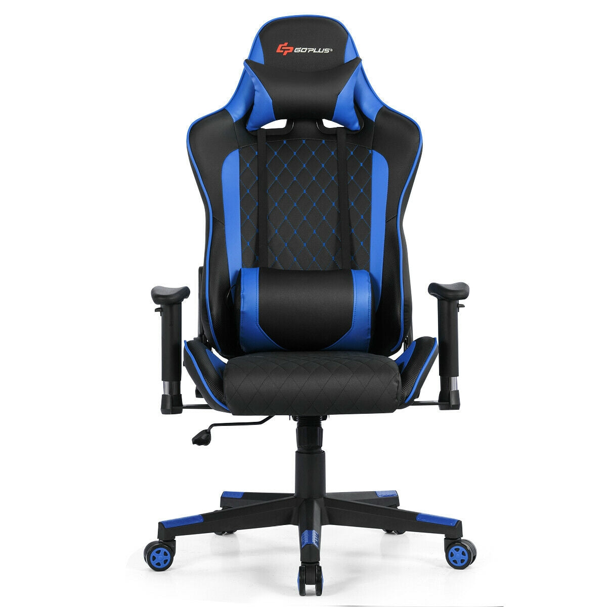 Massage Gaming Chair with Lumbar Support and Headrest-BlueÂ 