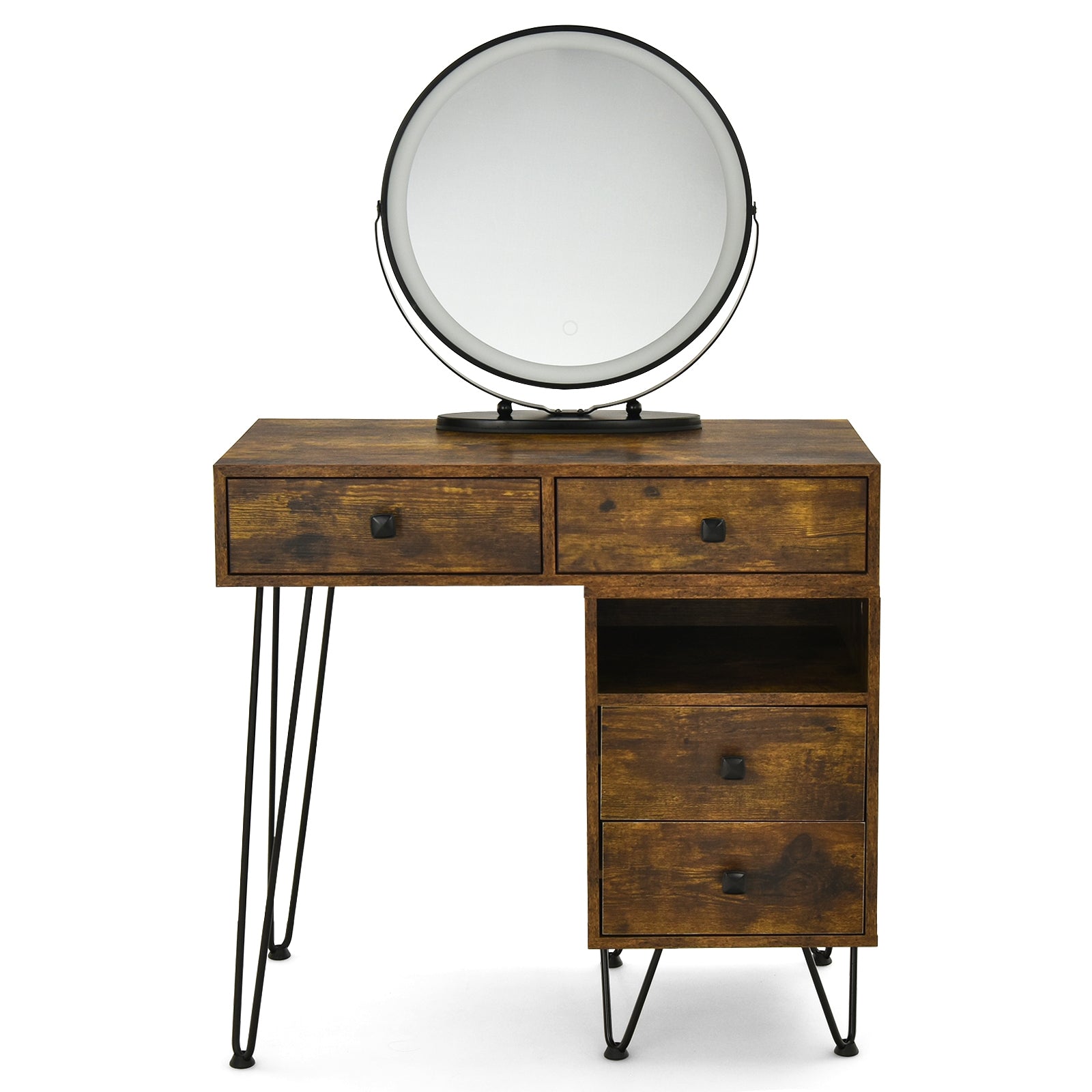 Modern Dressing Table with Storage Cabinet-Rustic Brown