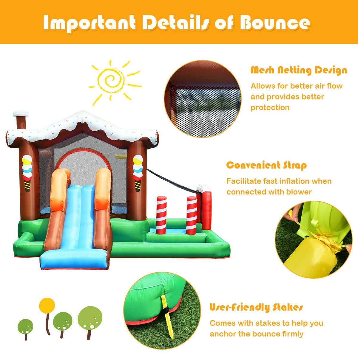 Kids Inflatable Bounce House Jumping Castle Slide Climber Bouncer Without Blower