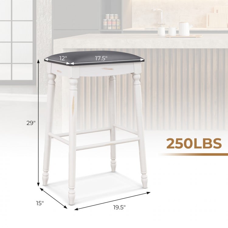 29 Inch Bar Stool Set of 2 with Padded Seat Cushions and Wood Legs-29 inches