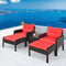 5 Pcs Patio Rattan Sofa Ottoman Furniture Set with Cushions-Red