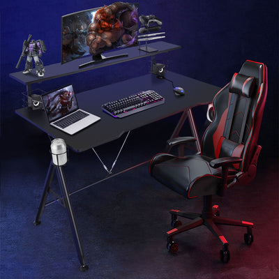 E-Sports Gaming Desk with Monitor Shelf and Cup HolderÂ 