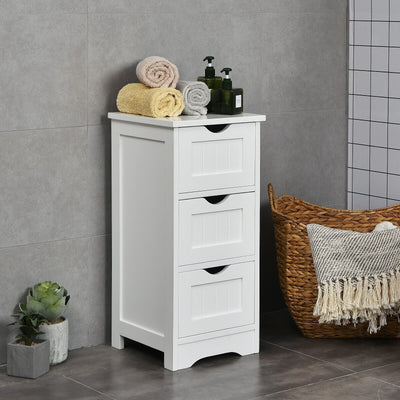 Bathroom Wooden Free Standing Storage Side Floor Cabinet Organizer-3-Tier 