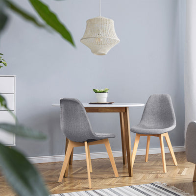 4 Pieces Modern Dining Chair Set with Wood Legs and Fabric Cushion SeatÂ 