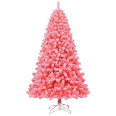 Pink Christmas Tree with Snow Flocked PVC Tips and Metal Stand-7.5 ftÂ 