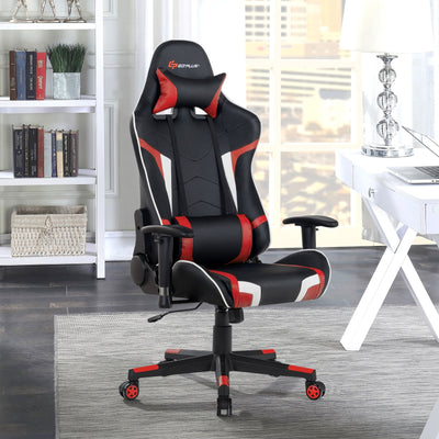 Reclining Swivel Massage Gaming Chair with Lumbar Support-RedÂ 