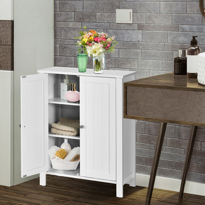 2-Door Bathroom Floor Storage Cabinet with Adjustable ShelfÂ 