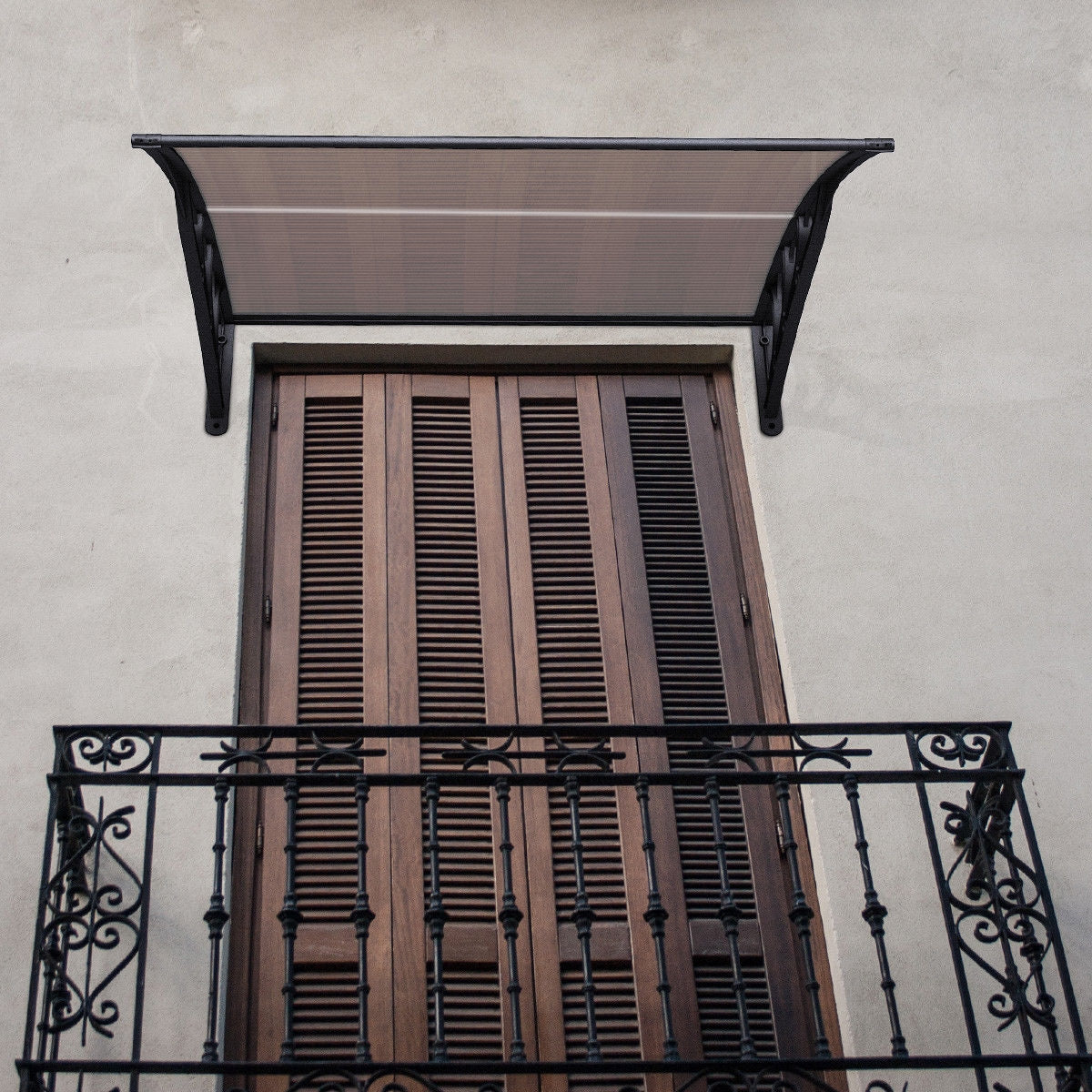 40 x 40 Inch Outdoor Polycarbonate Front Door Window Awning Canopy-Brown