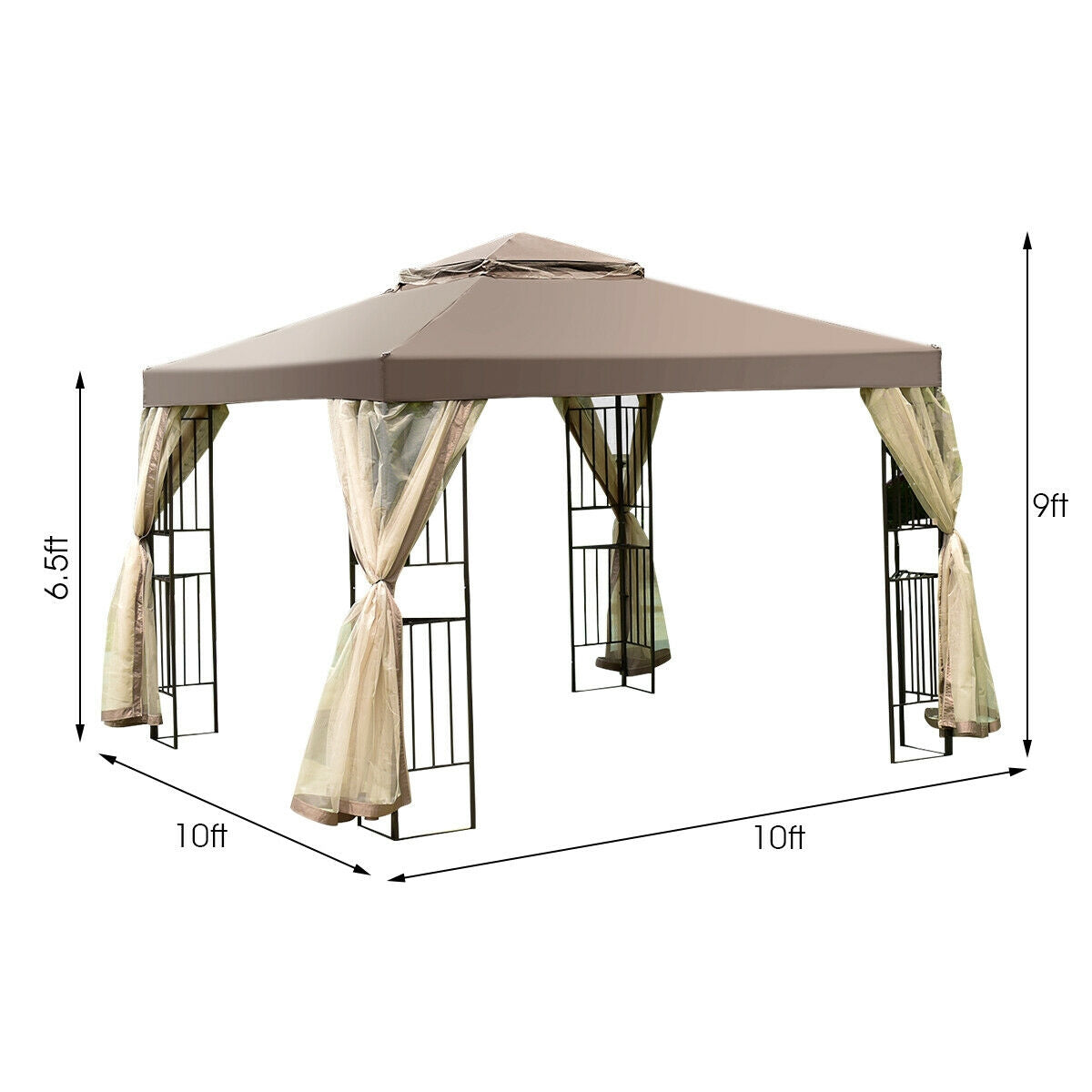 10 Feet x 10 Feet Awning Patio Screw-free Structure Canopy Tent