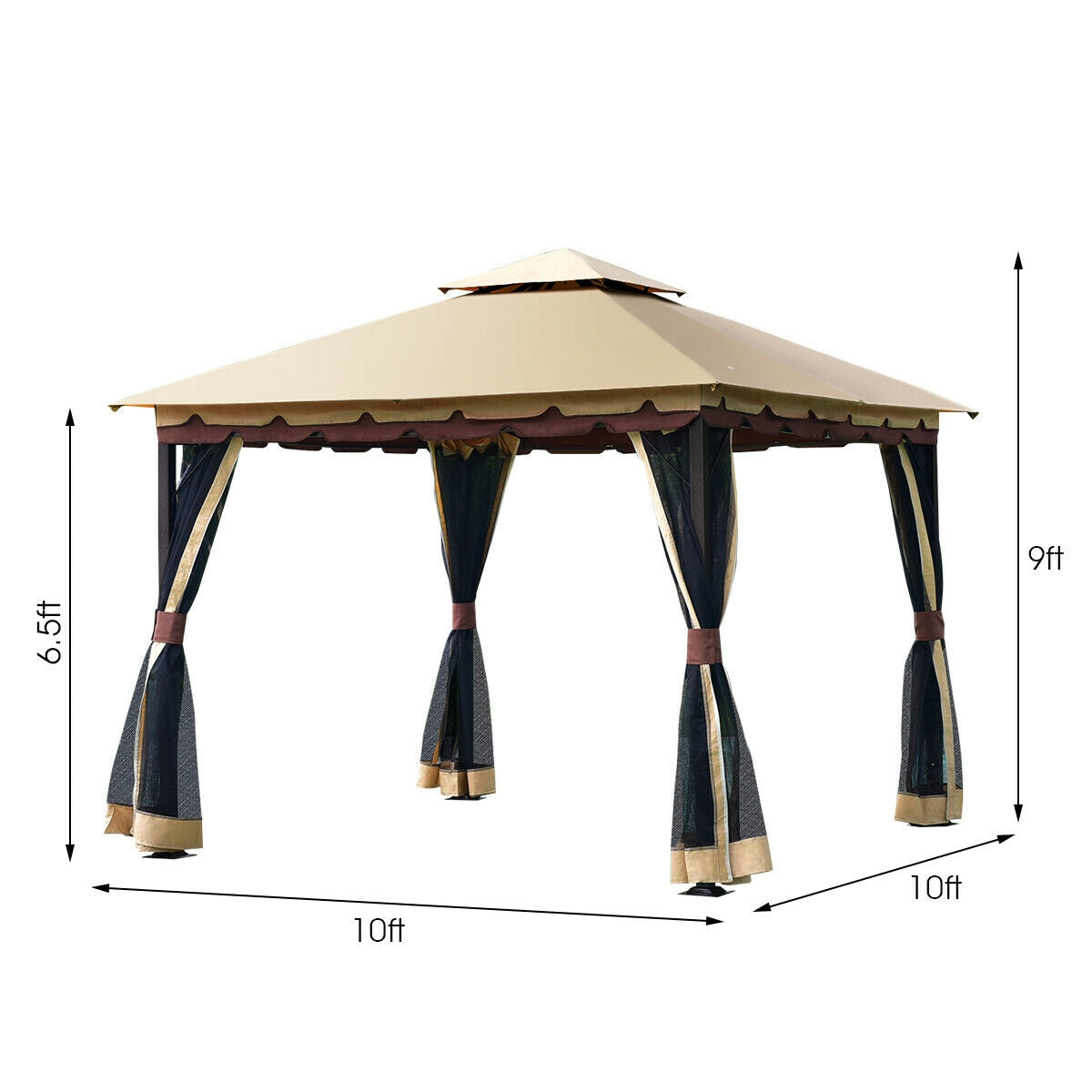 2-Tier 10 x 10 Feet Patio Shelter Awning Steel Gazebo Canopy