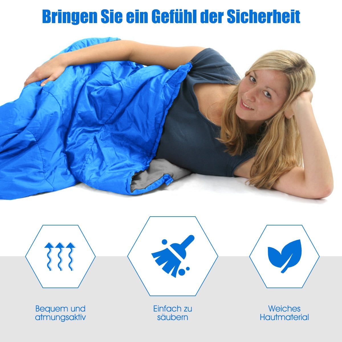 2 Person Waterproof Sleeping Bag with 2 Pillows-BlueÂ 