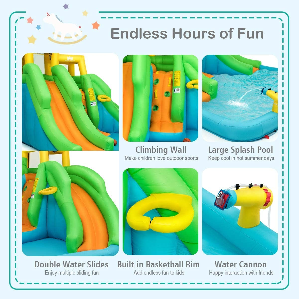 Inflatable Water Park Bounce House with Climbing Wall