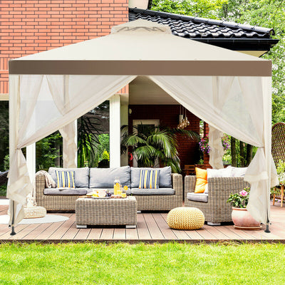 Canopy Gazebo Tent Shelter Garden Lawn Patio with Mosquito Netting-BeigeÂ 