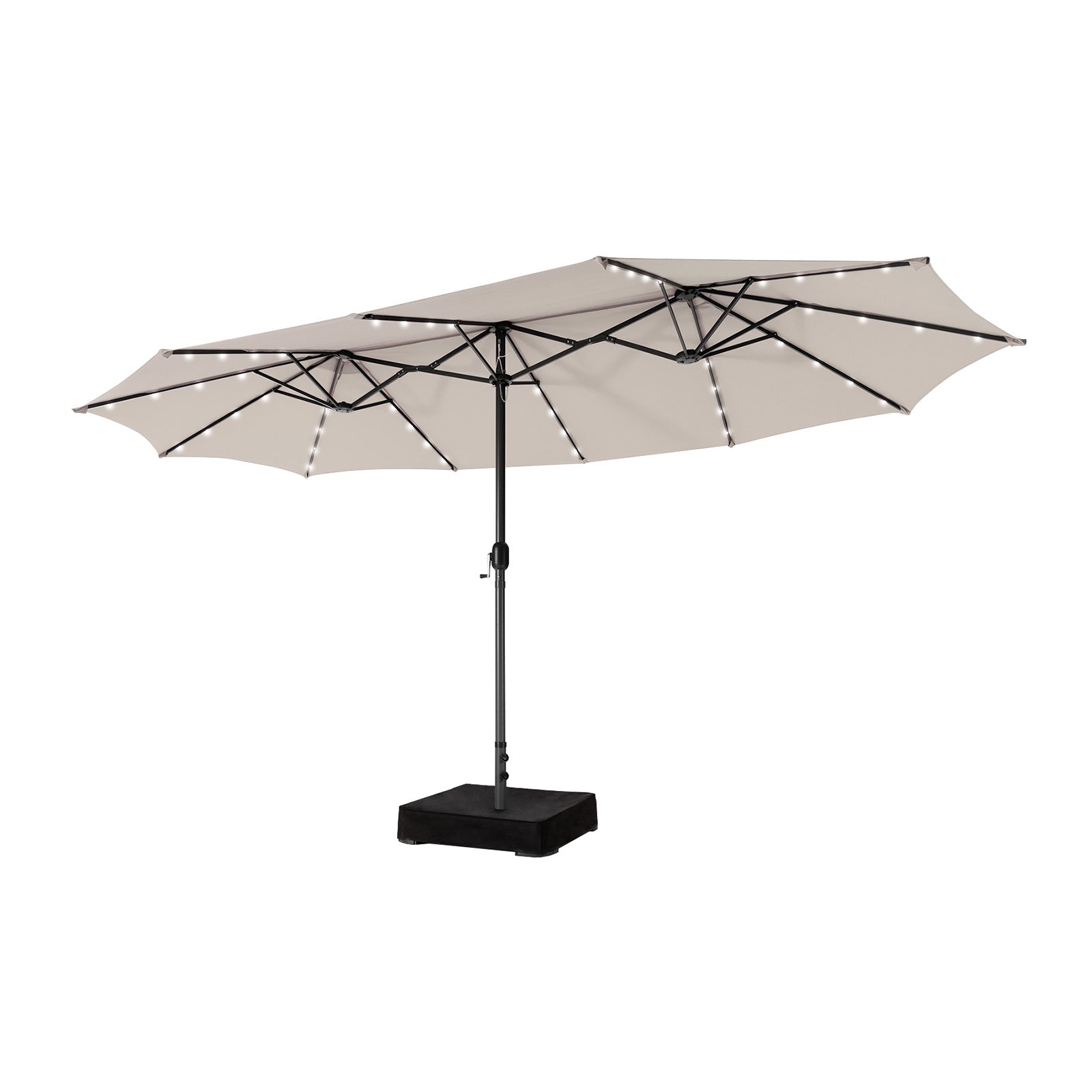 15 Feet Double-Sided Patio Umbrella with 48 LED Lights-Beige 