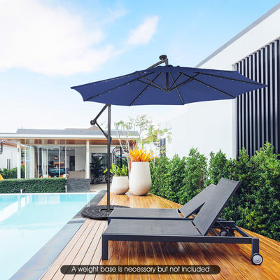 10 Feet Patio Solar Powered Cantilever Umbrella with Tilting System-Navy 