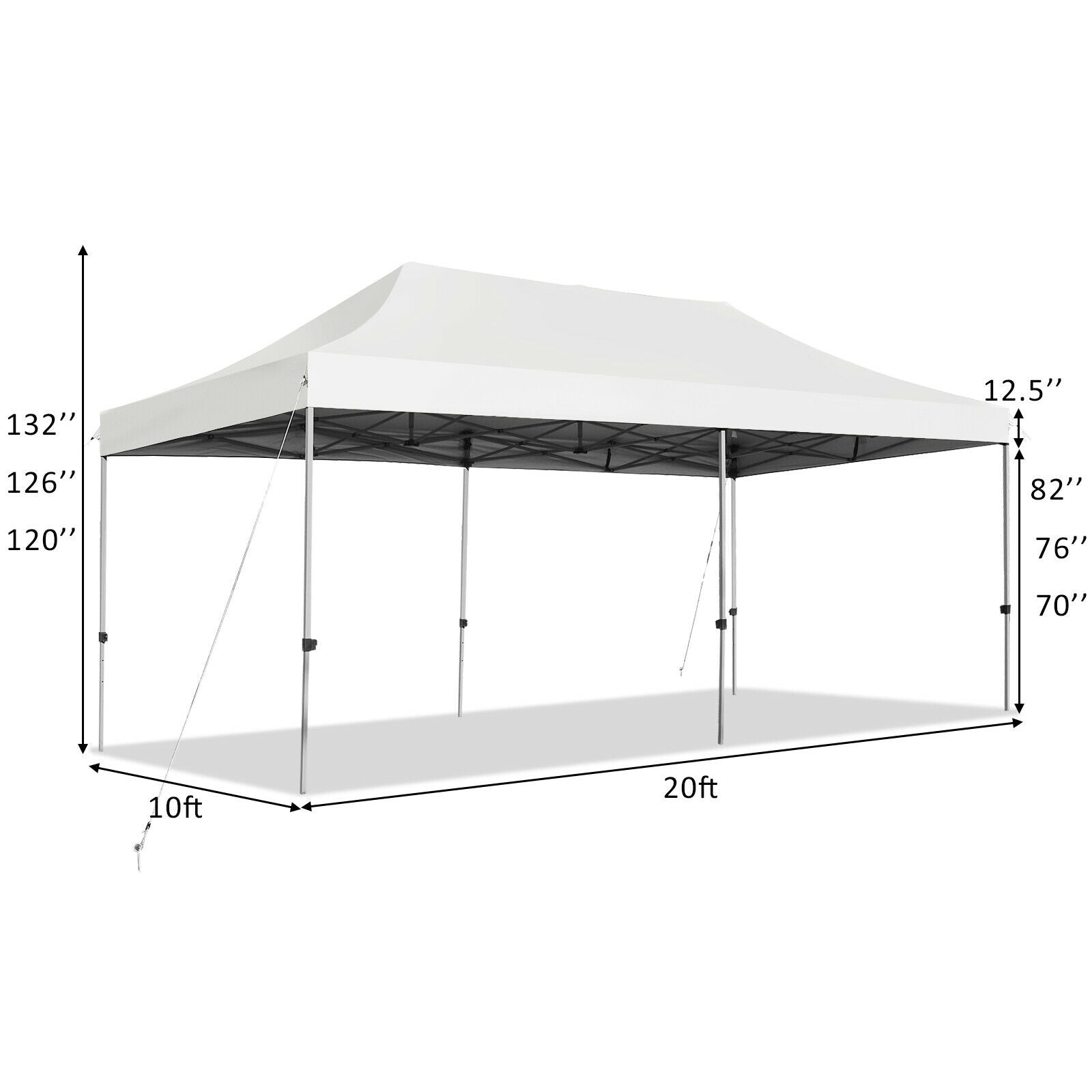 10 x 20 Feet Adjustable Folding Heavy Duty Sun Shelter with Carrying Bag-White