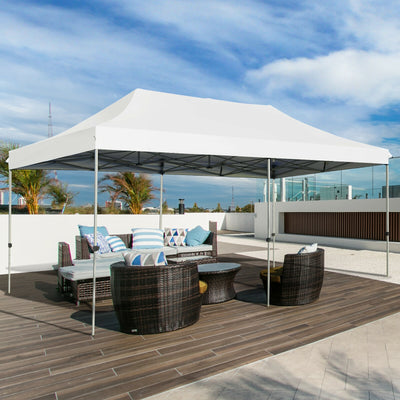 10 x 20 Feet Adjustable Folding Heavy Duty Sun Shelter with Carrying Bag-WhiteÂ 