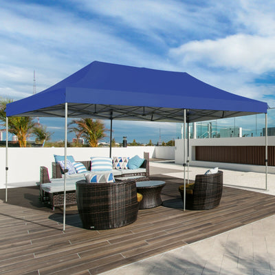 10 x 20 Feet Adjustable Folding Heavy Duty Sun Shelter with Carrying Bag-BlueÂ 