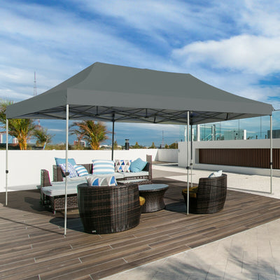 10 x 20 Feet Adjustable Folding Heavy Duty Sun Shelter with Carrying Bag-GrayÂ 