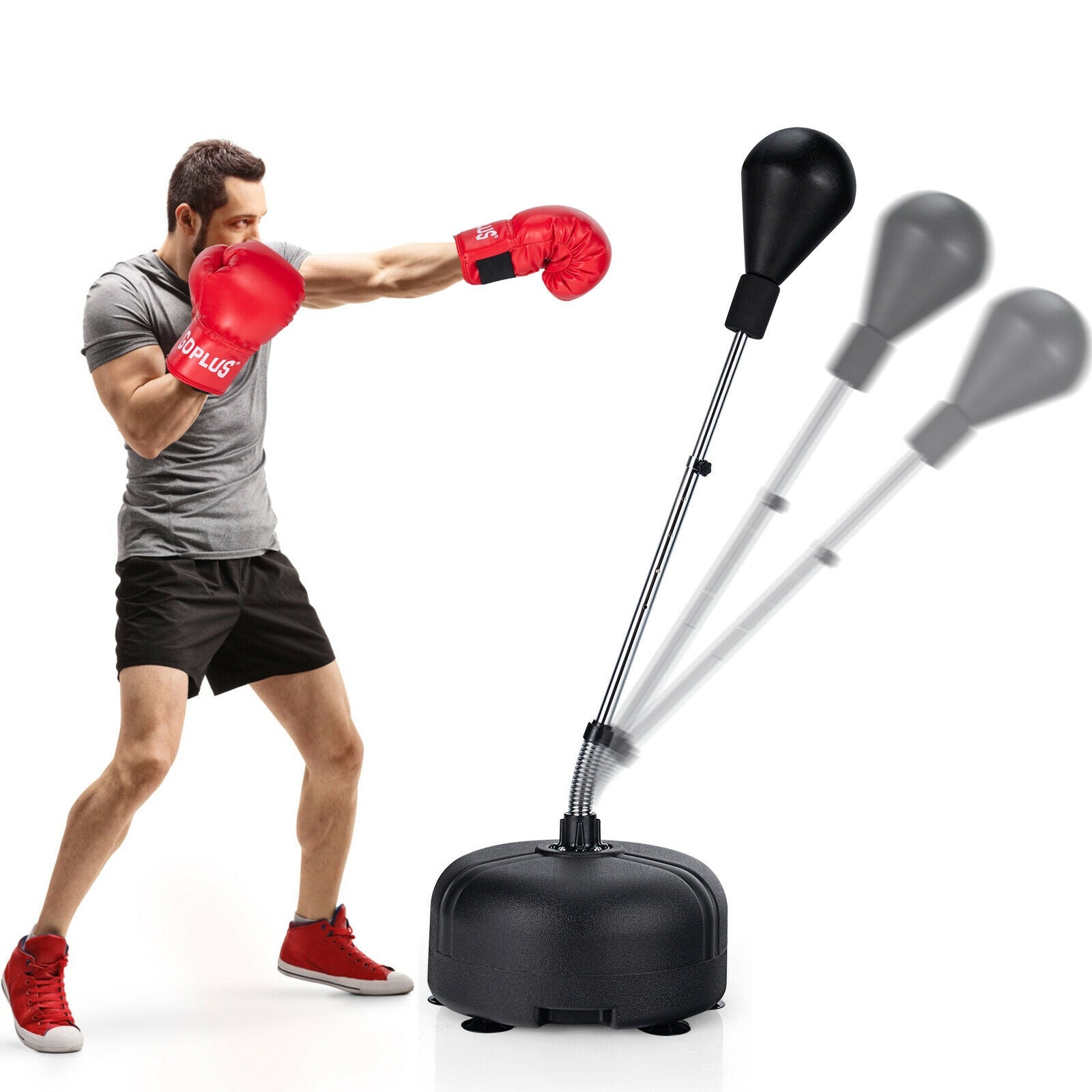 Adjustable Freestanding Punching Bag with Boxing Gloves for Adults and Kids