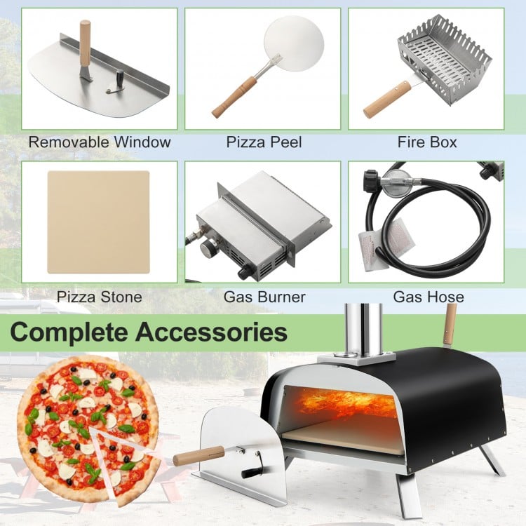 Portable Multi-Fuel Pizza Oven with Pizza Stone and Pizza Peel