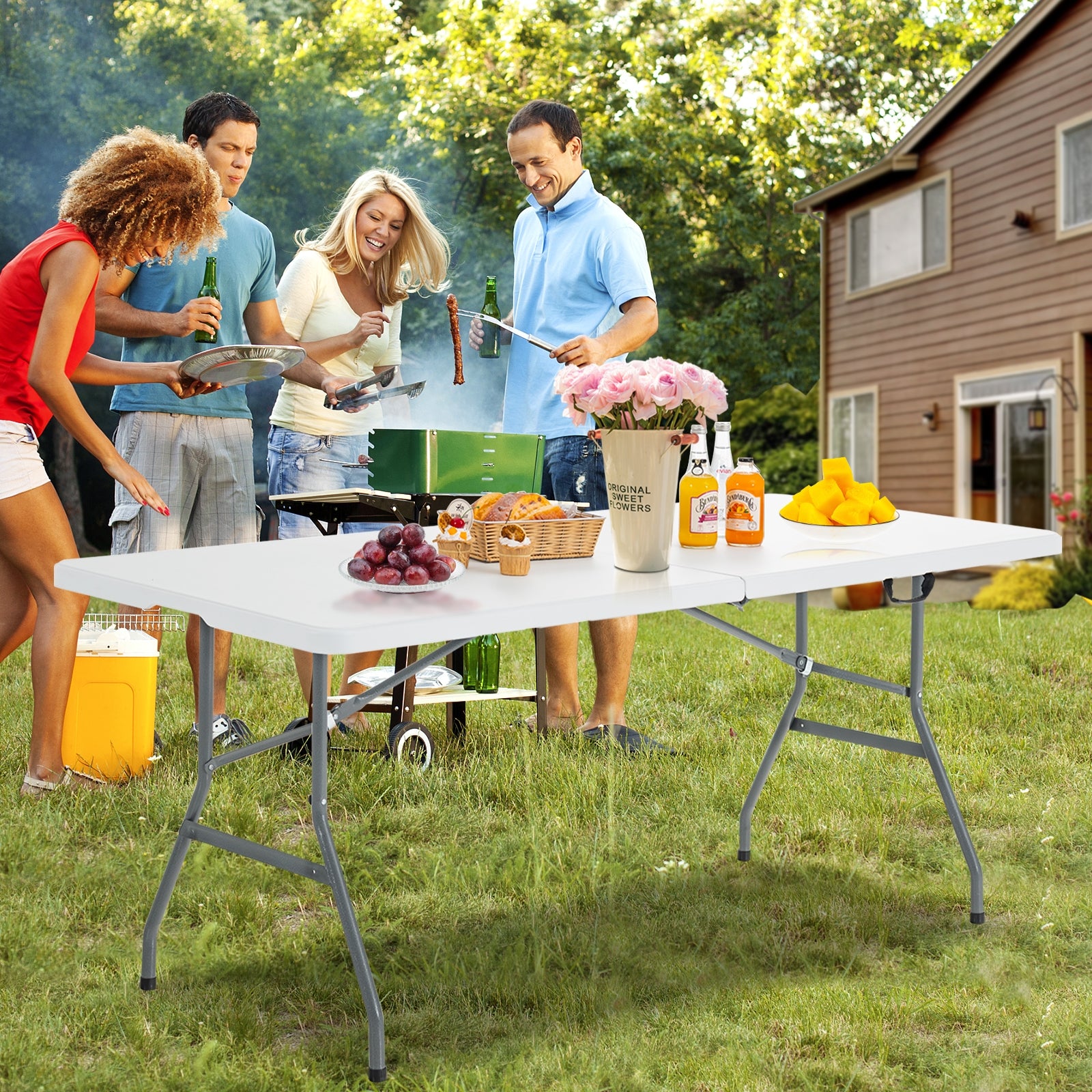 6' Folding Portable Plastic Outdoor Camp TableÂ 