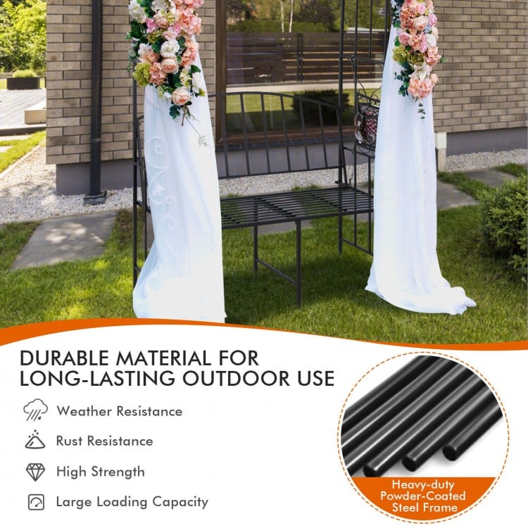 Steel Garden Arch with 2-Seat Bench