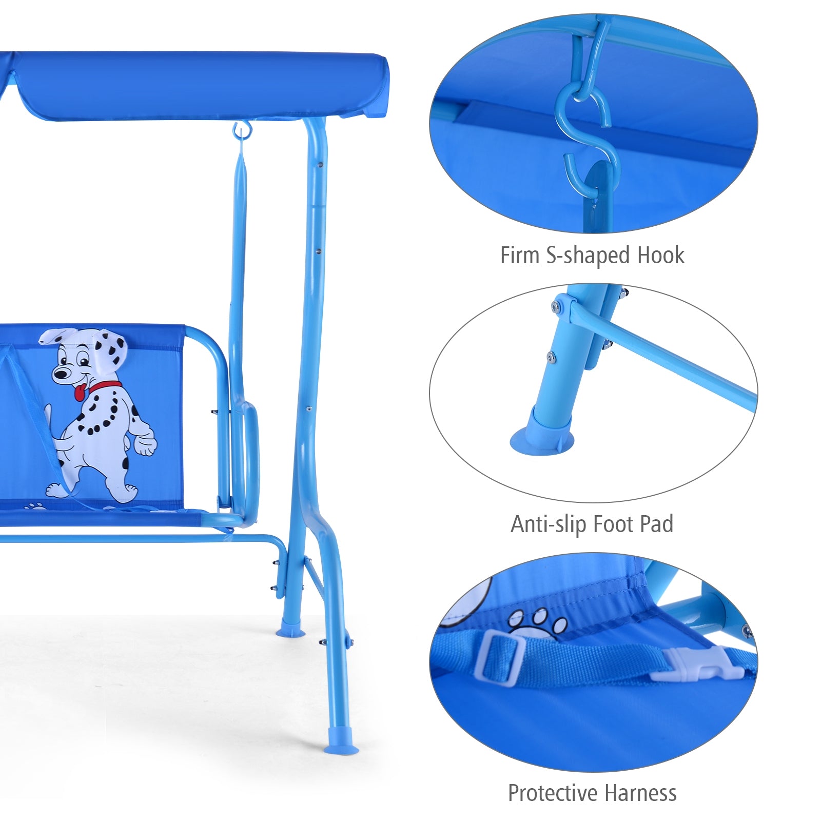 Outdoor Kids Patio Swing Bench with Canopy 2 SeatsÂ 