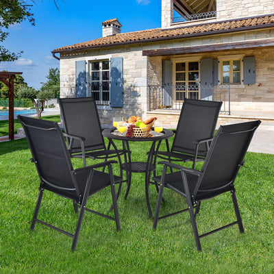 4-Pack Patio Folding Chairs Portable for Outdoor Camping-Black 