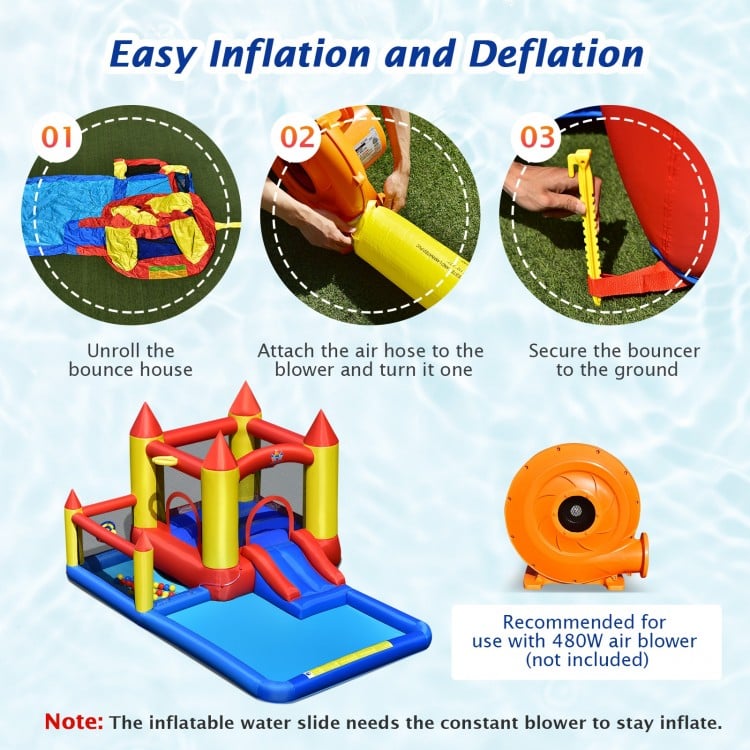 Inflatable Water Slide with Slide and Jumping Area