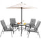 6 Pieces Patio Dining Set with Umbrella and Stackable Cushioned Chairs