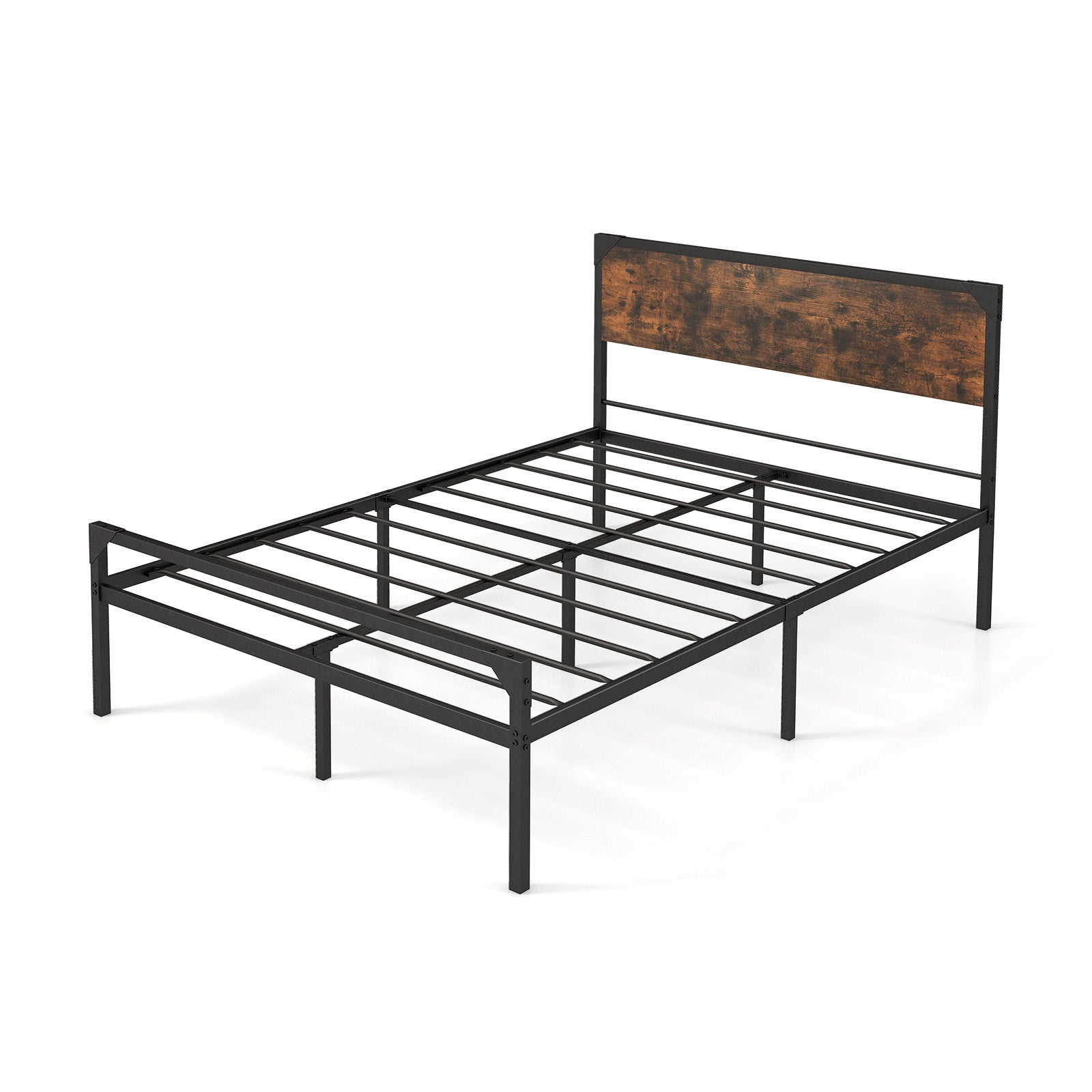 Platform Full/Queen Bed with Rustic Headboard and Footboard-Full Size 