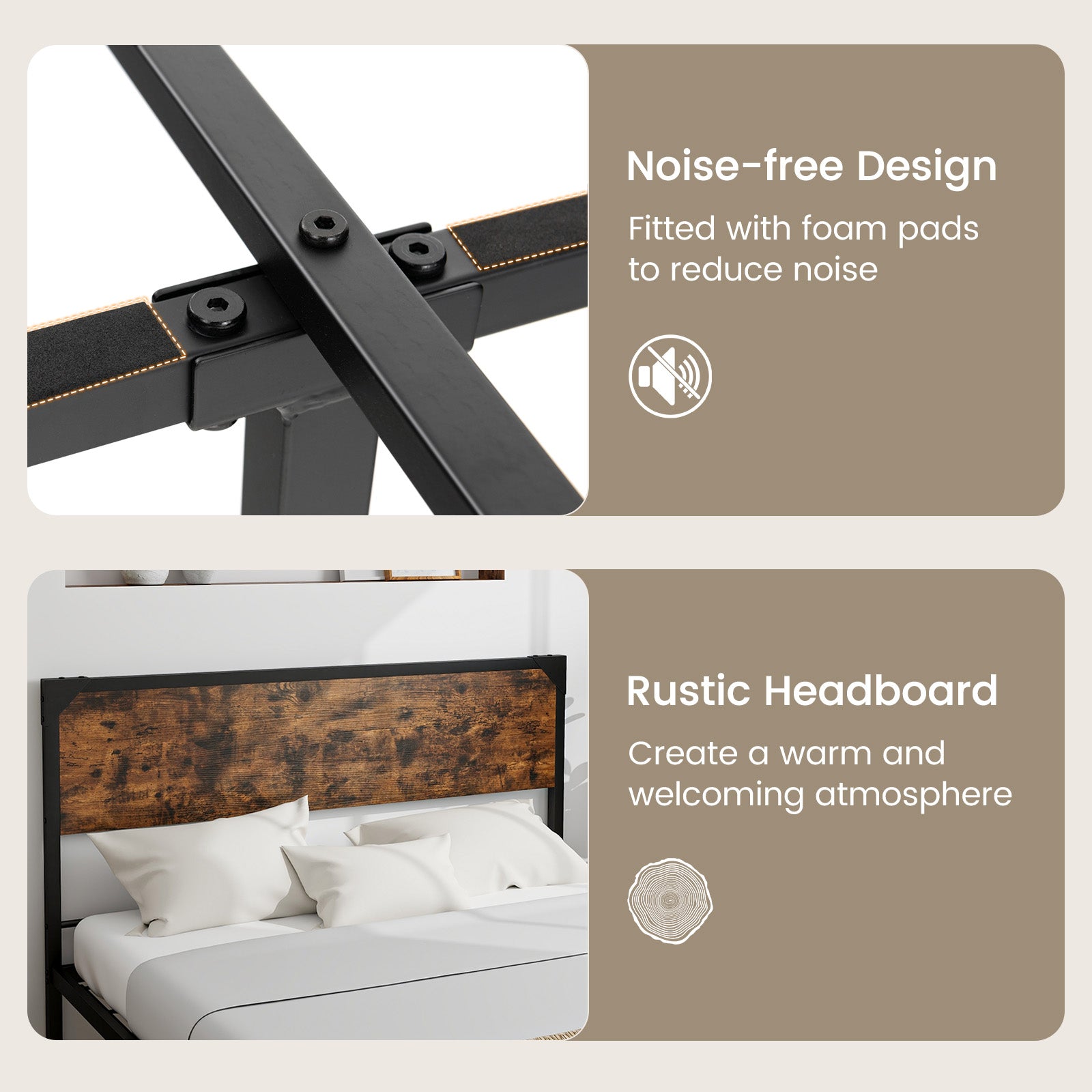 Platform Full/Queen Bed with Rustic Headboard and Footboard-Full Size 