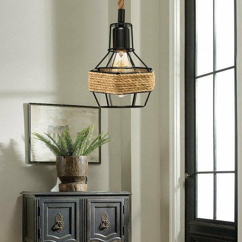 Hemp Rope Hanging Pendant Light with FREE BULB ~1063 