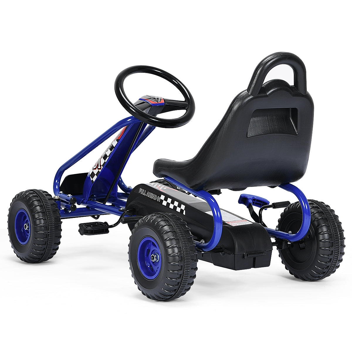 4 Wheel Pedal Powered Ride On with Adjustable Seat-Blue