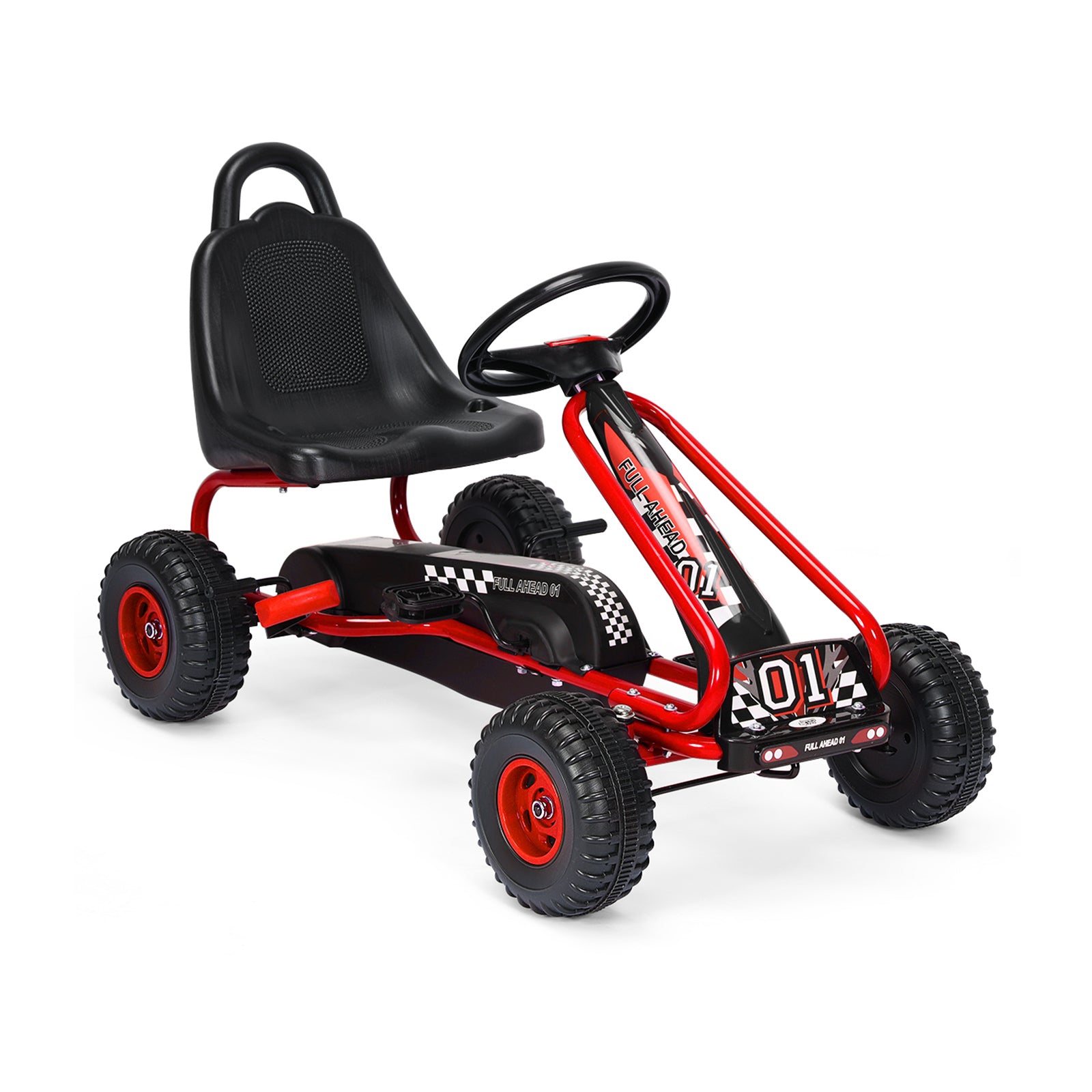 4 Wheel Pedal Powered Ride On with Adjustable Seat-RedÂ 