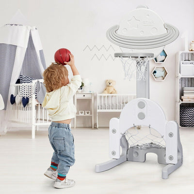3 in 1 Kids Basketball Hoop Set with Balls-White 