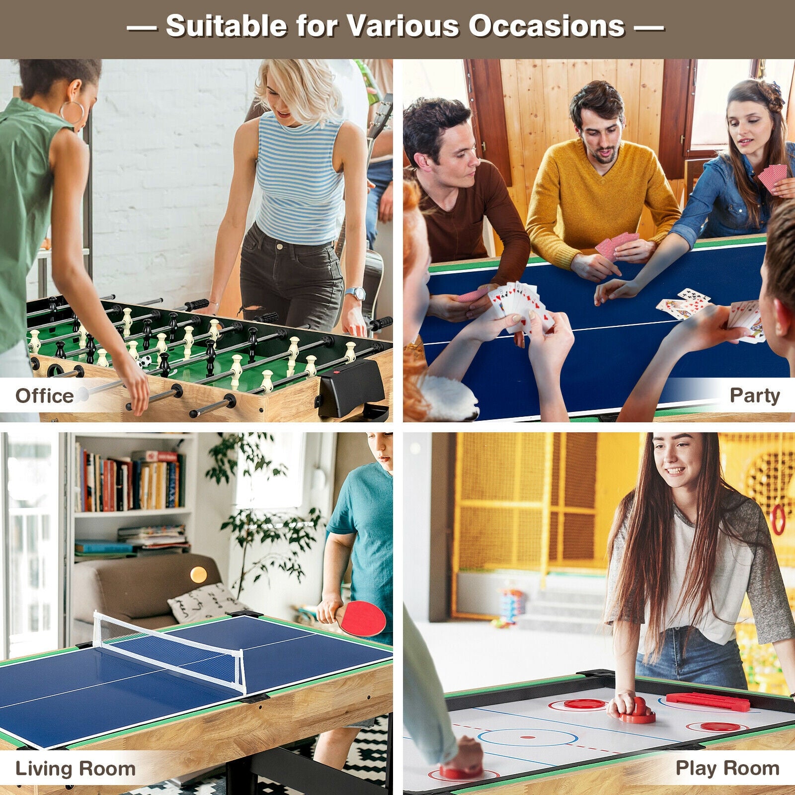 10-in-1 Multi Combo Game Table Set for Home 