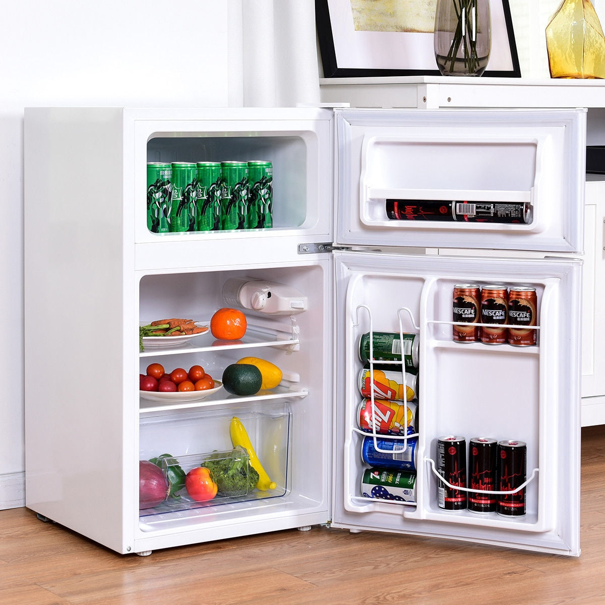 3.2 cu ft. Compact Stainless Steel Refrigerator-WhiteÂ 