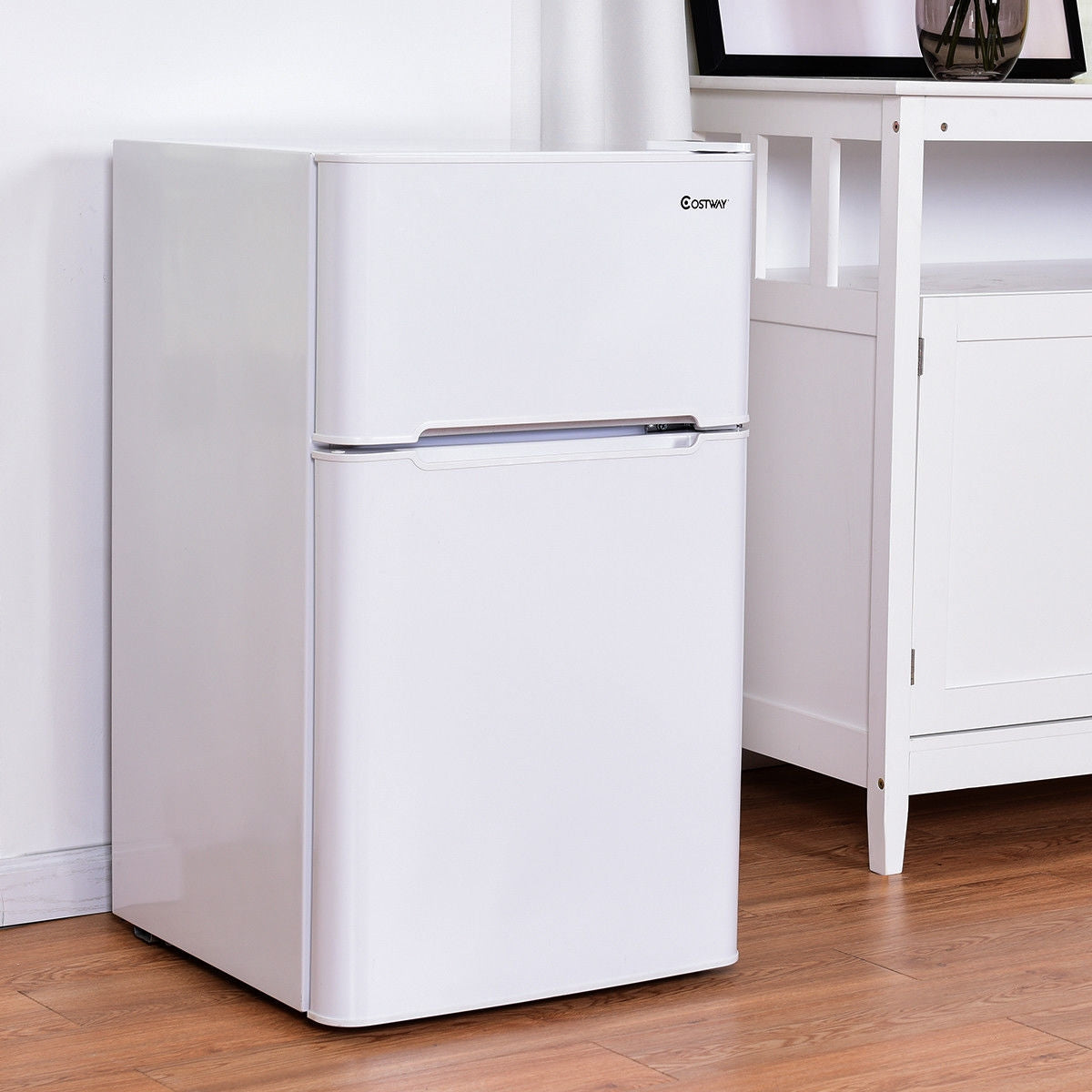 3.2 cu ft. Compact Stainless Steel Refrigerator-WhiteÂ 