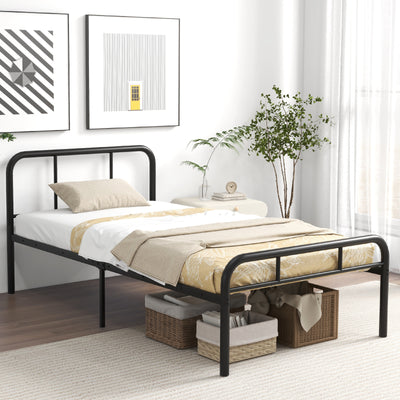 Modern Metal Bed Frame with Curved Headboard and Footboard-Twin Size 
